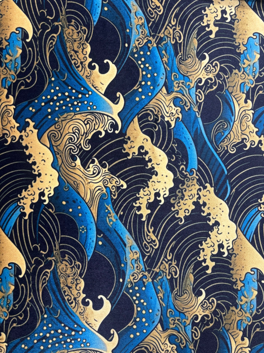 1 Yard Golden Waves Printed Velvet Four Way Stretch Fabric for Costumes and Dancewear