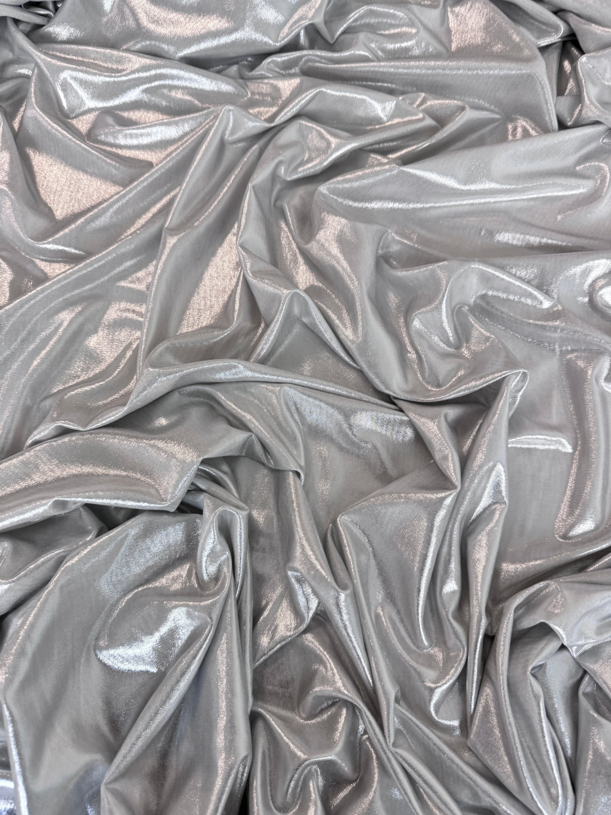 Shiny Foiled Spandex Light Silver