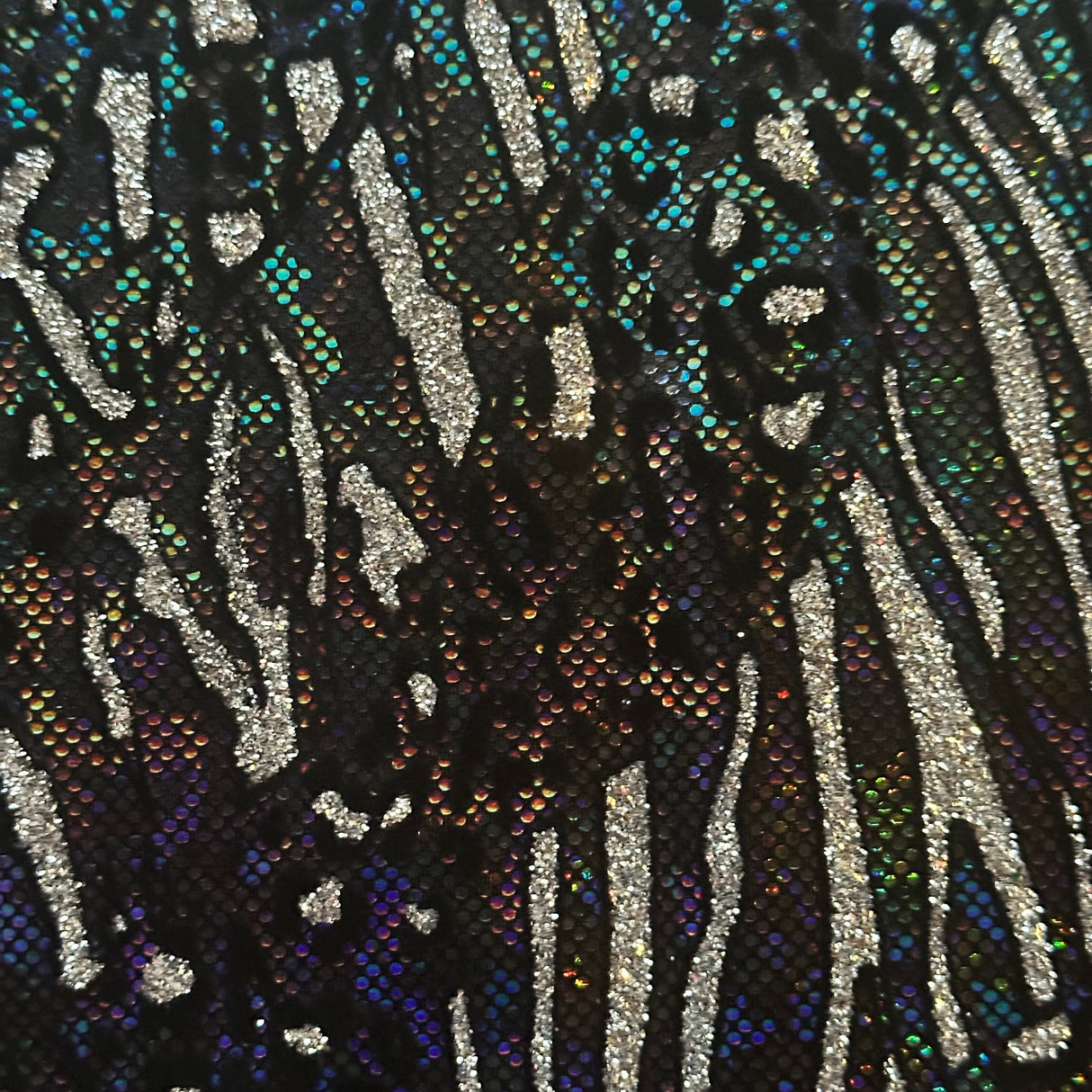 Nylon Spandex Cheetah Metallic Flocking Hologram Fabric
