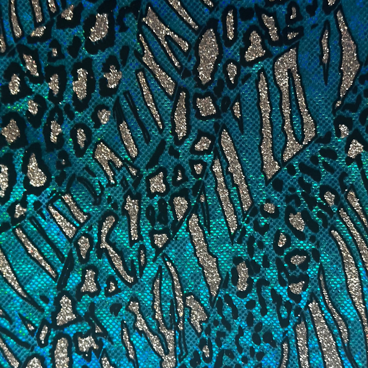 Nylon Spandex Cheetah Metallic Flocking Hologram Fabric