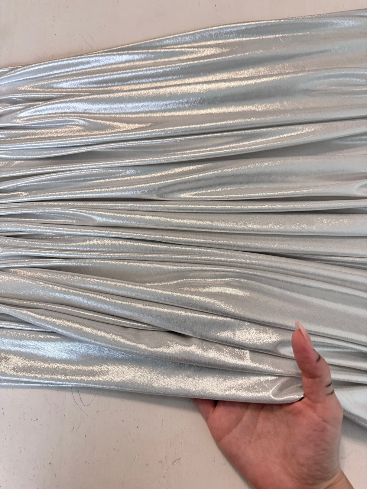 Shiny Foiled Spandex Light Silver