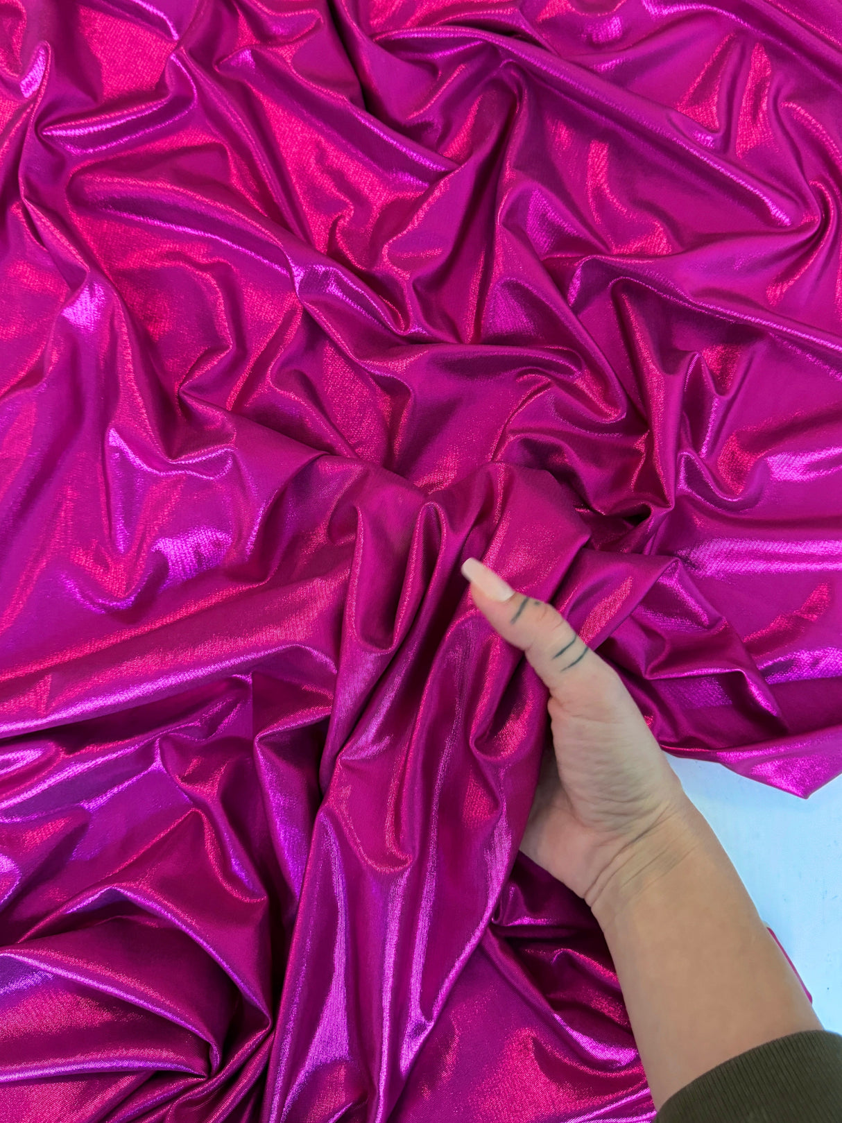 Shiny Foiled Stretch Spandex Fuchsia