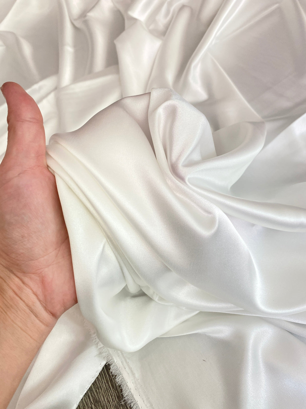 Off White Stretch Satin