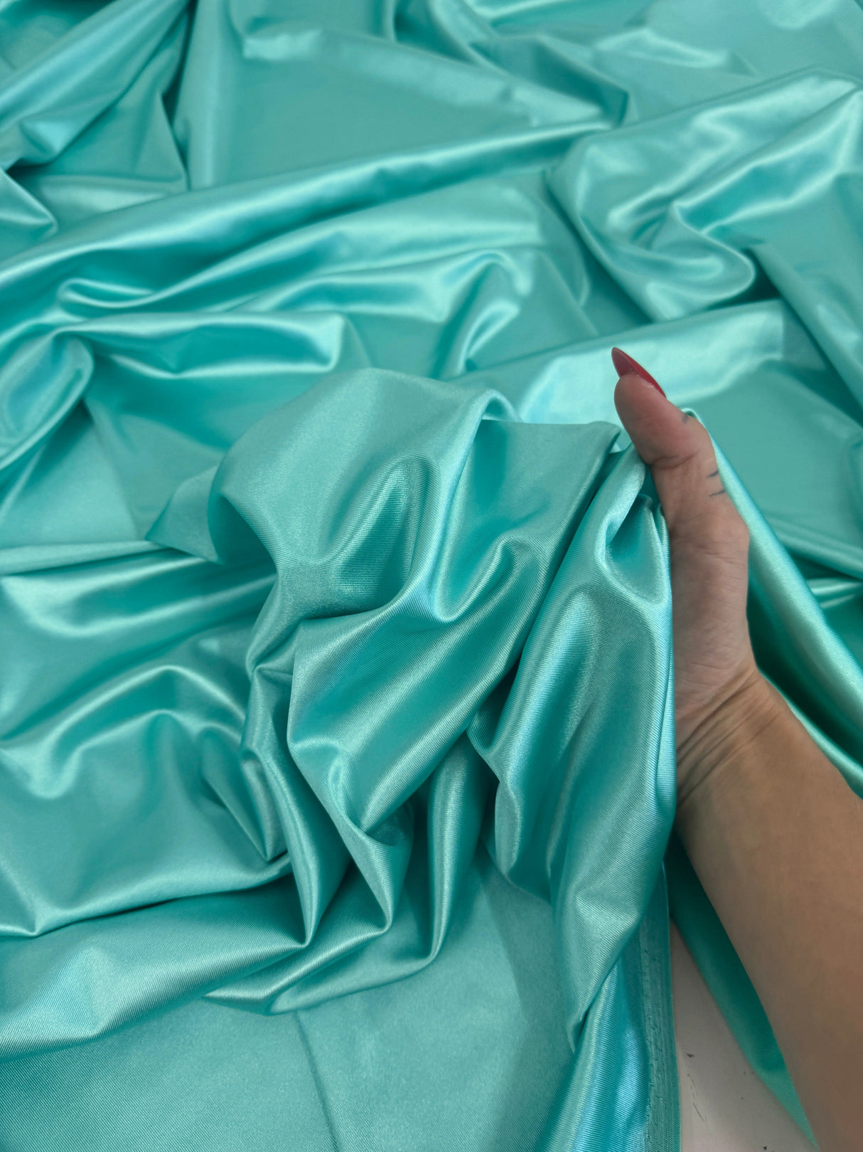 Shiny Nylon Spandex Tiffany Blue