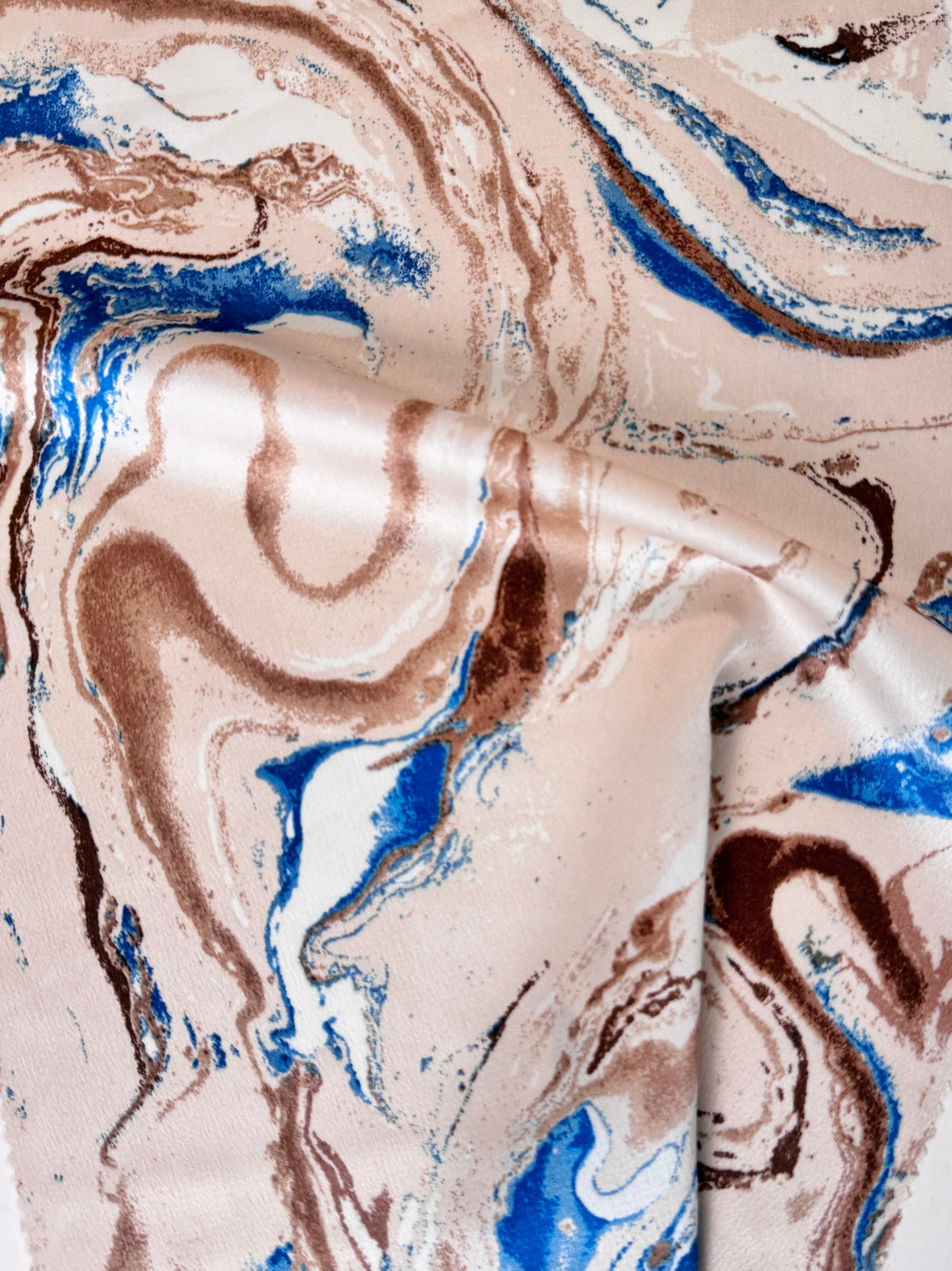 Printed Satin Marble Blue