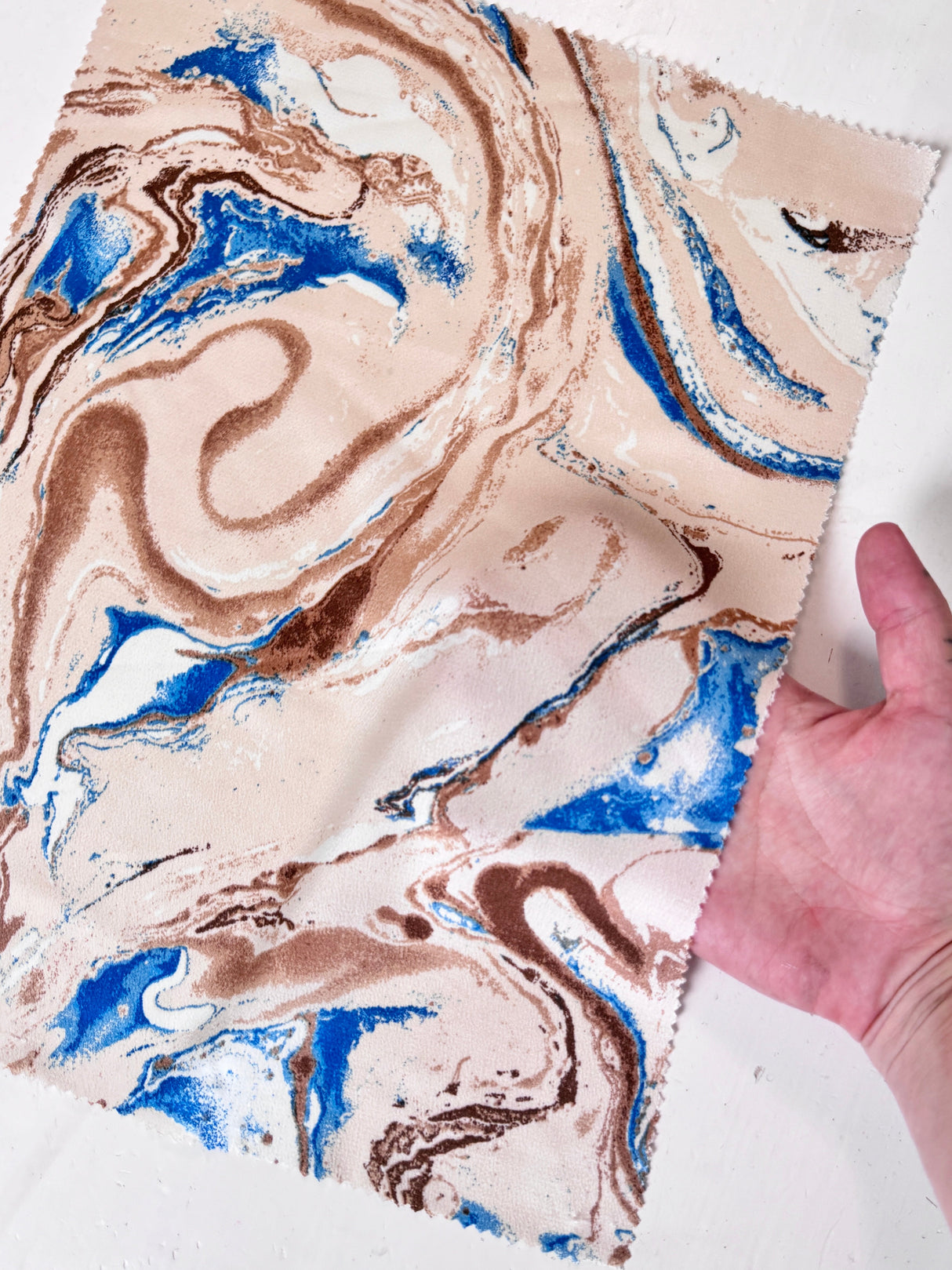 Printed Satin Marble Blue
