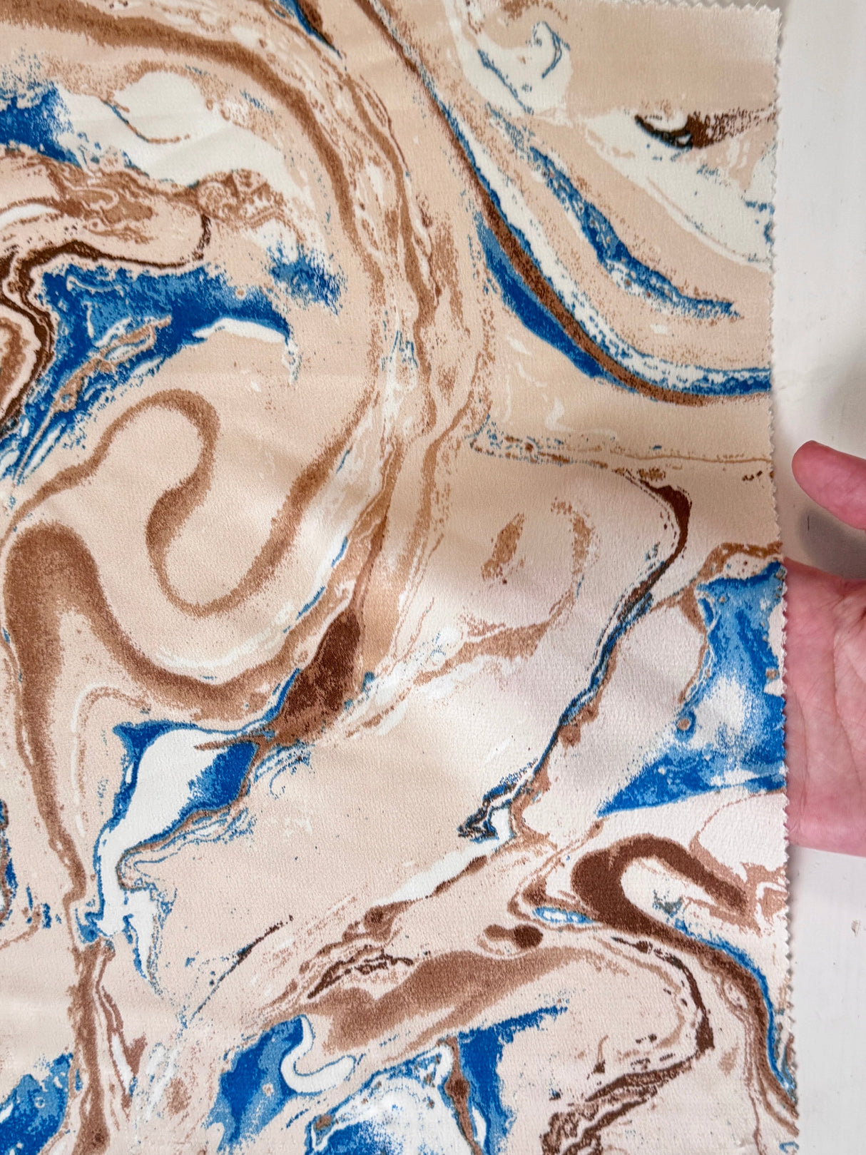 Printed Satin Marble Blue