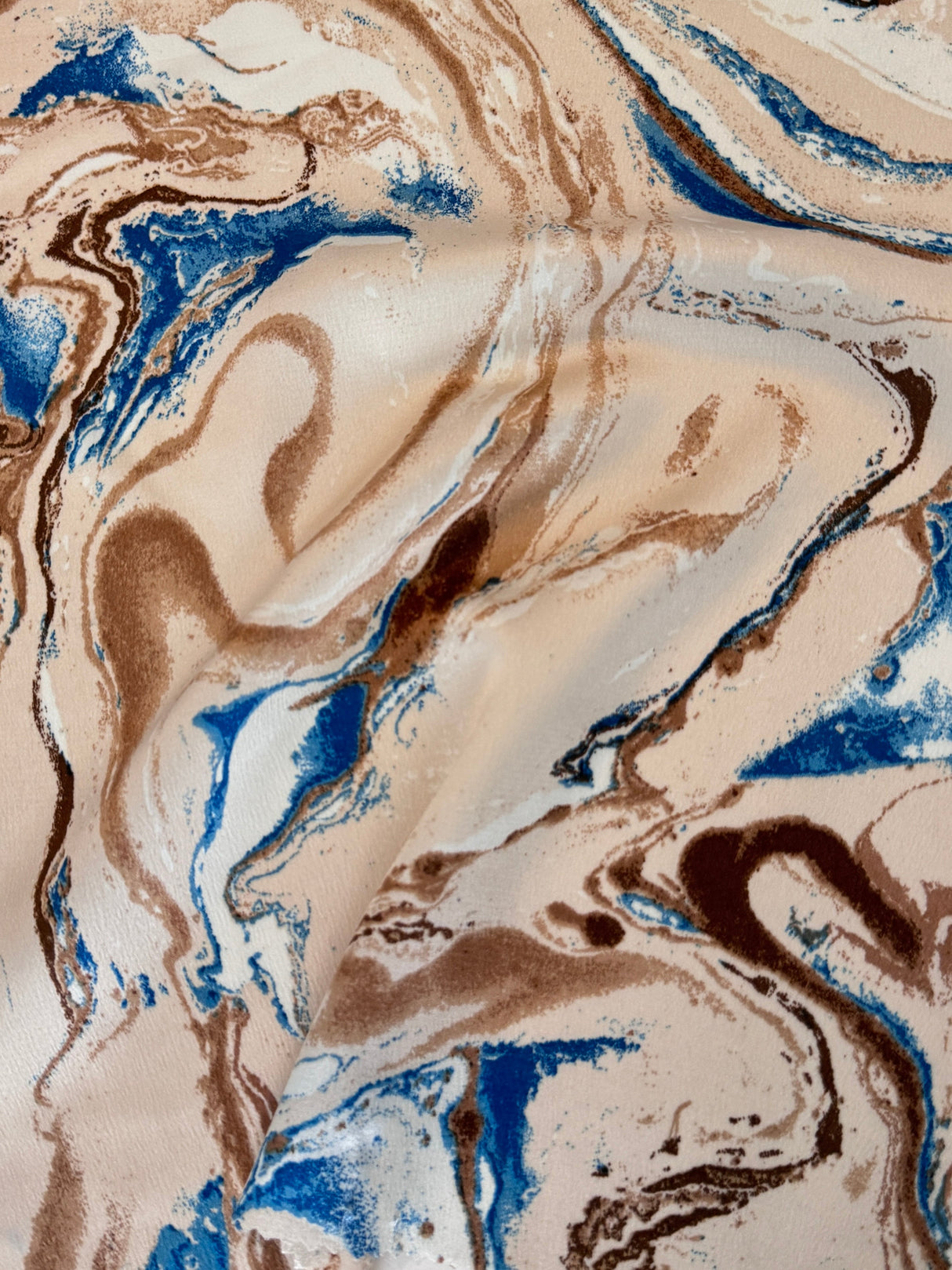 Printed Satin Marble Blue