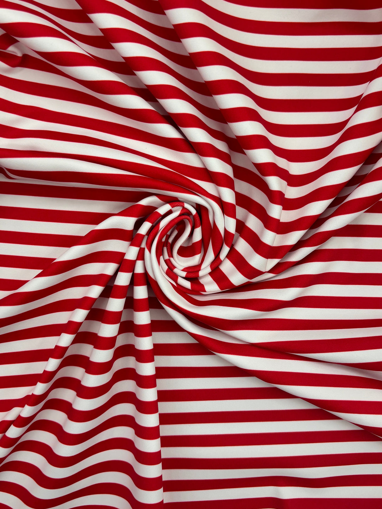 Red Half Inch Striped Polyester Spandex Fabric - Red Half Inch Stripes, 58"/60" Width (1 Yard)