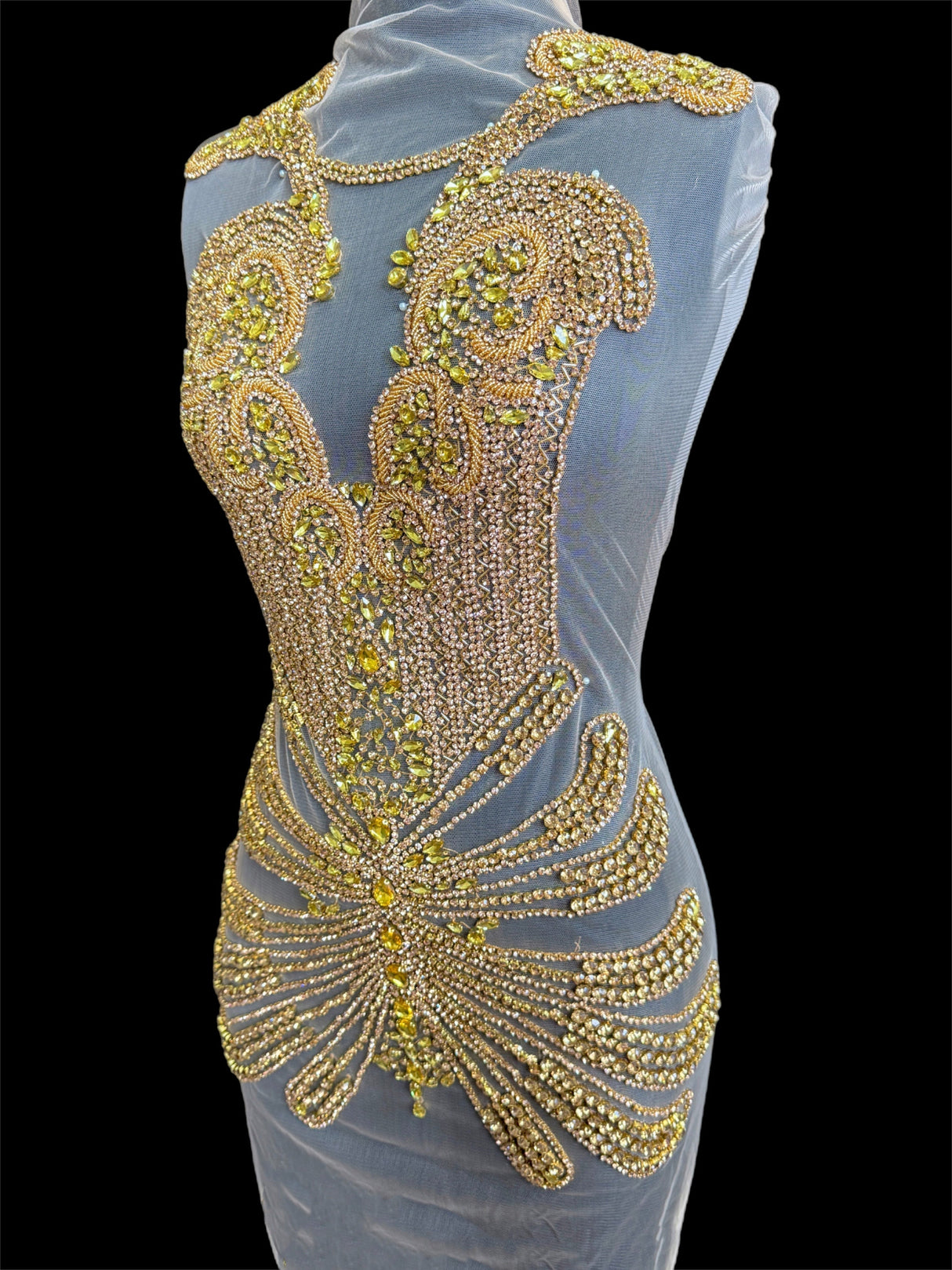 Gold Rhinestone Bodice Applique