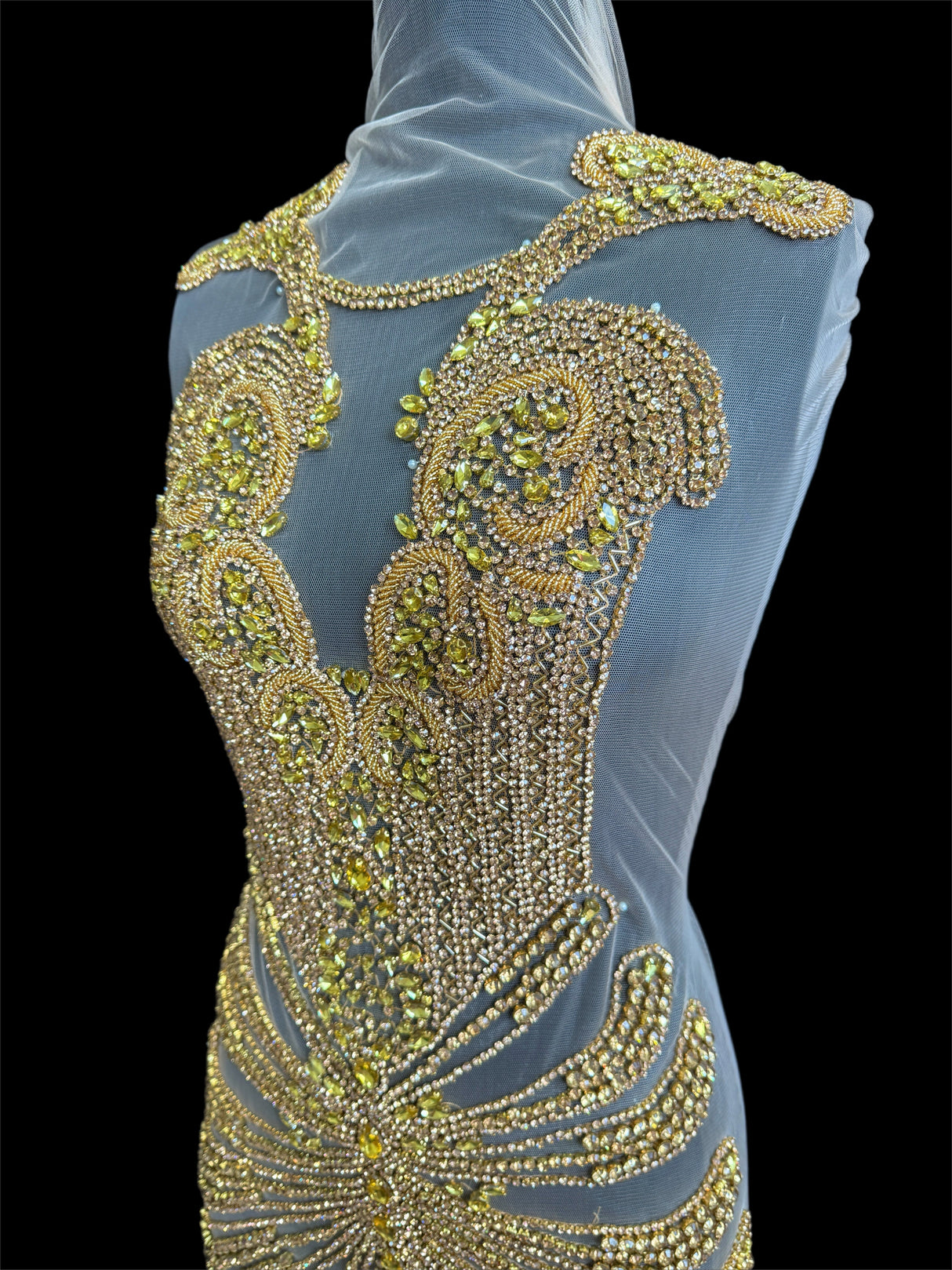 Gold Rhinestone Bodice Applique