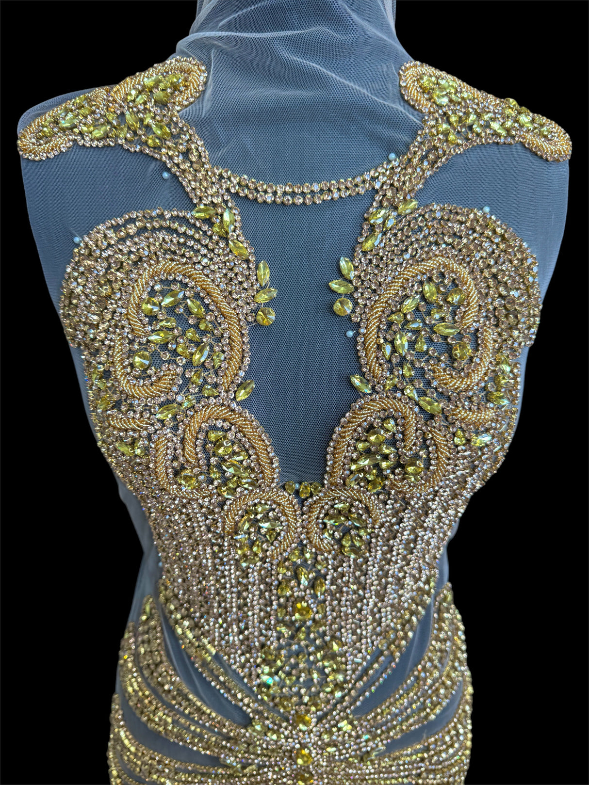 Gold Rhinestone Bodice Applique