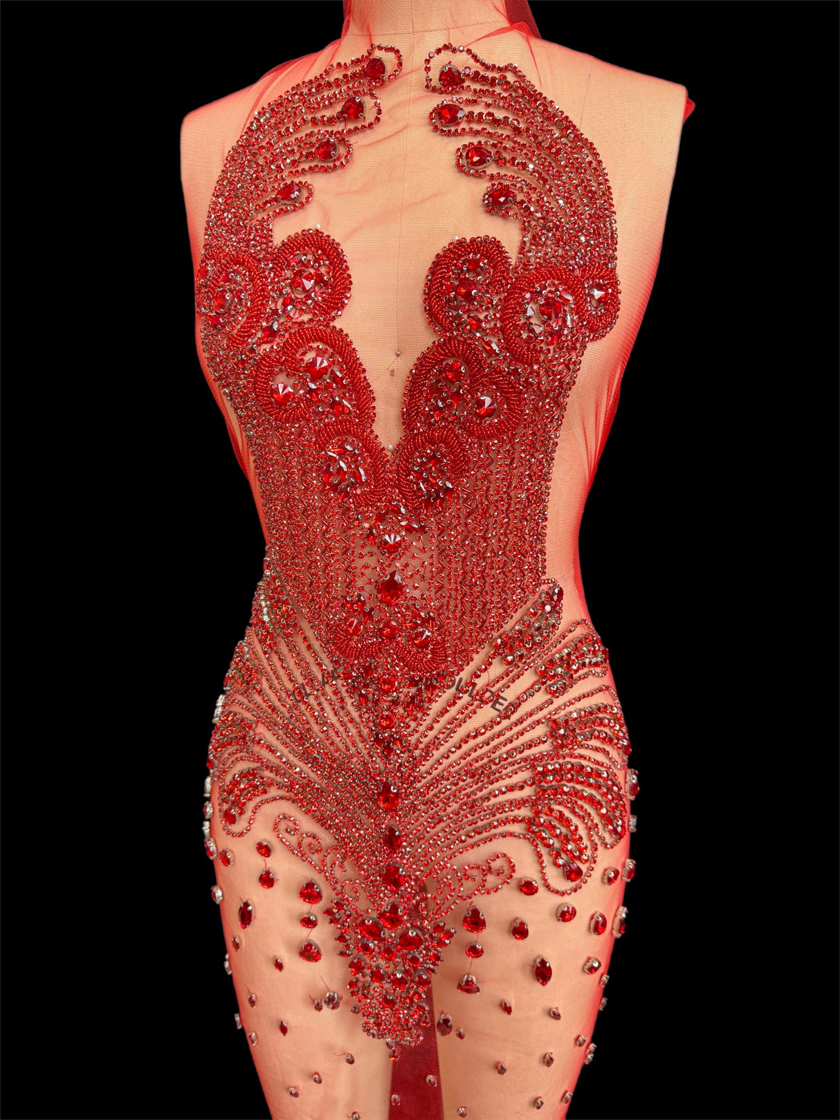 Red Rhinestone Bodice Applique