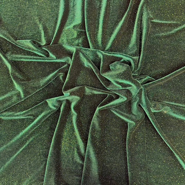 Misty Glitter Stretch Velvet Spandex Fabric - 90% Polyester 10% Spandex, Glitter, 60" Width (1 Yard)