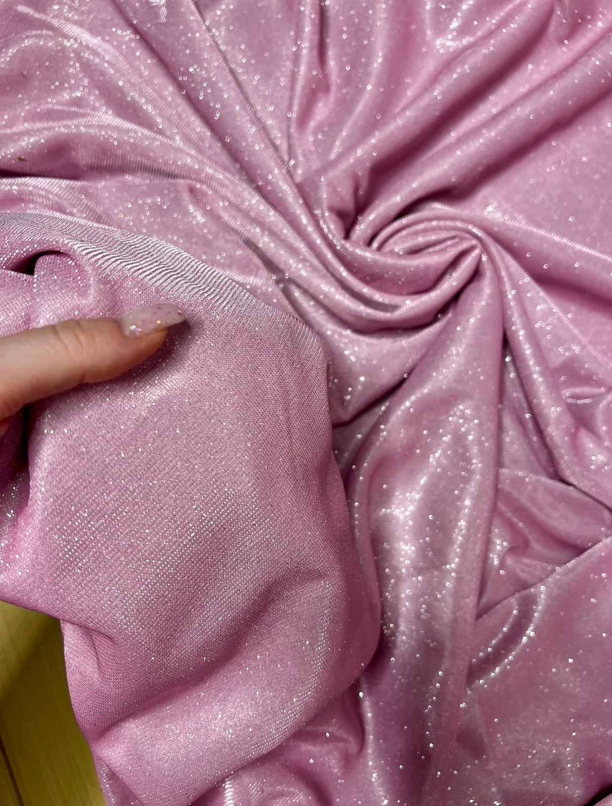 Stretch Metallic Lurex Baby Pink