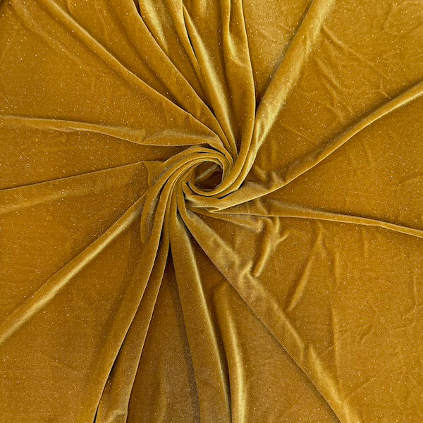 Misty Glitter Stretch Velvet Spandex Fabric - 90% Polyester 10% Spandex, Glitter, 60" Width (1 Yard)