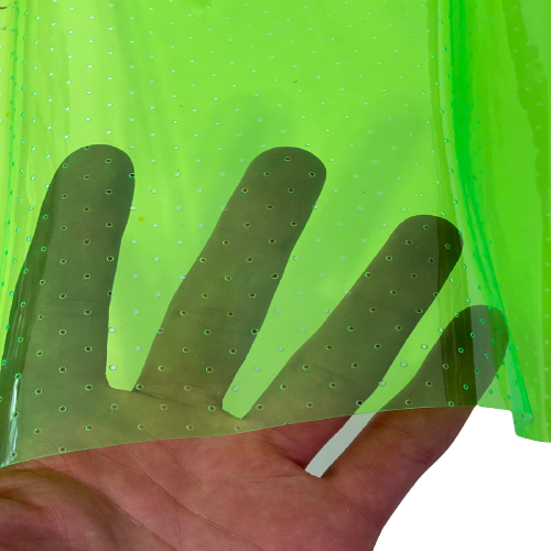 Perforated Tinted PVC Marine Clear Vinyl Fabric - Lime Green, Purple, Blue, Black, Red, 54" Width (1 Yard)