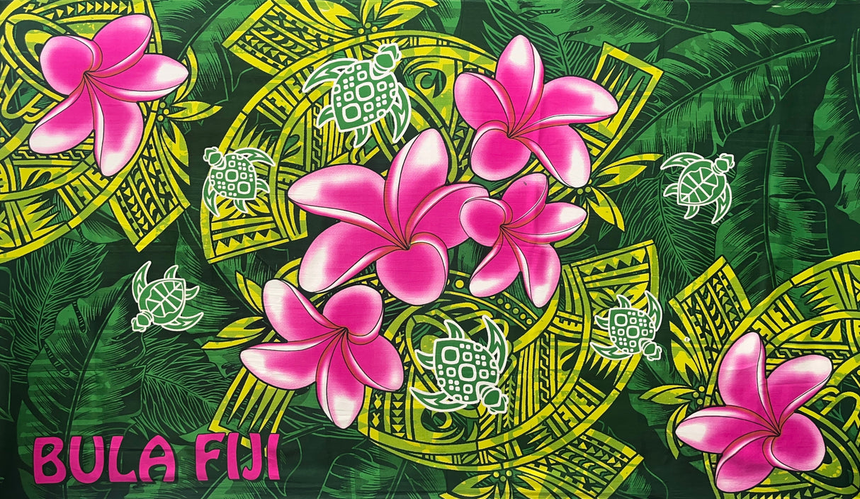 Bula Fiji Turtle Sarong Polyester Fabric - Traditional Polynesian Tattoo Print, 72" X 45" (1 Piece)