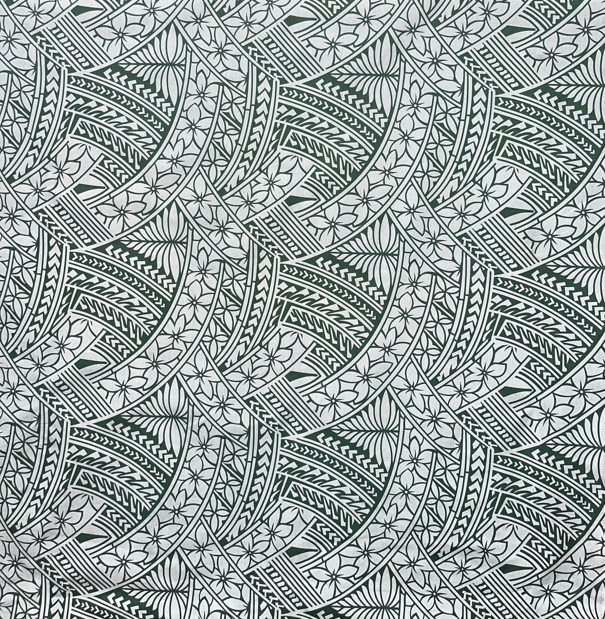 Hibiscus Traditional Polynesian Tattoo Poly Cotton Fabric - Hibiscus Tattoo Pattern, 45" Width, 65% Polyester 35% Cotton (1 Yard)