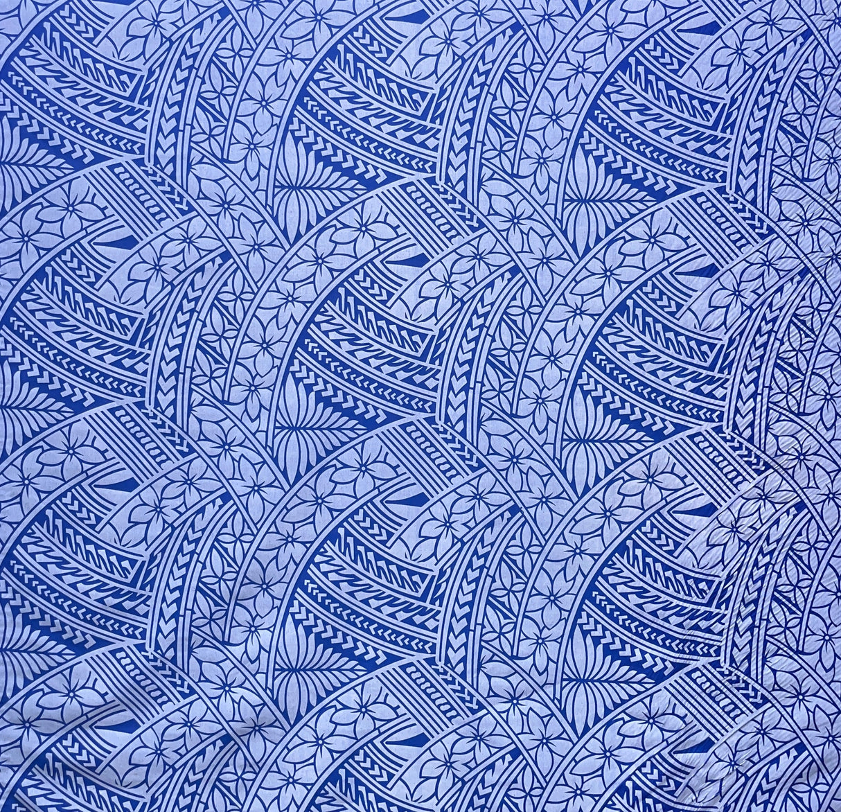 Hibiscus Traditional Polynesian Tattoo Poly Cotton Fabric - Hibiscus Tattoo Pattern, 45" Width, 65% Polyester 35% Cotton (1 Yard)