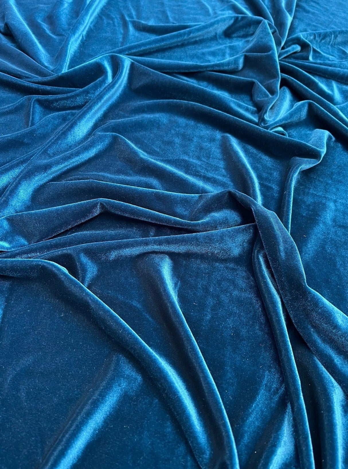 Stretch Velvet Teal Blue