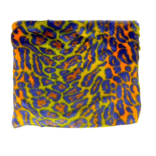 Faux Fur Fabric Multicolor Rainbow Leopard Print
