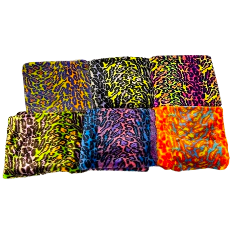 Faux Fur Fabric Multicolor Rainbow Leopard Print
