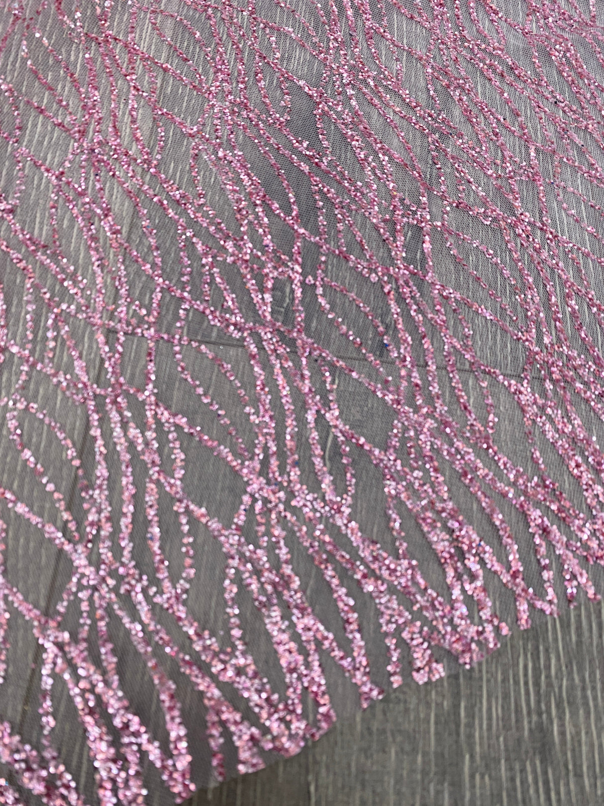 Pink Glitter Lace on Mesh