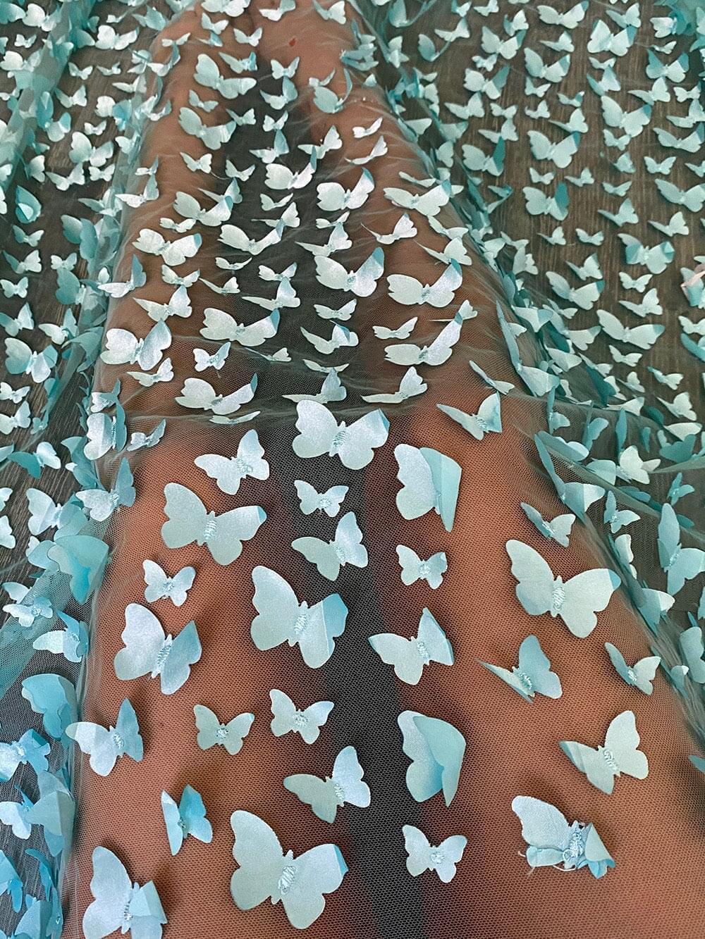 3D Turquoise Butterfly Lace