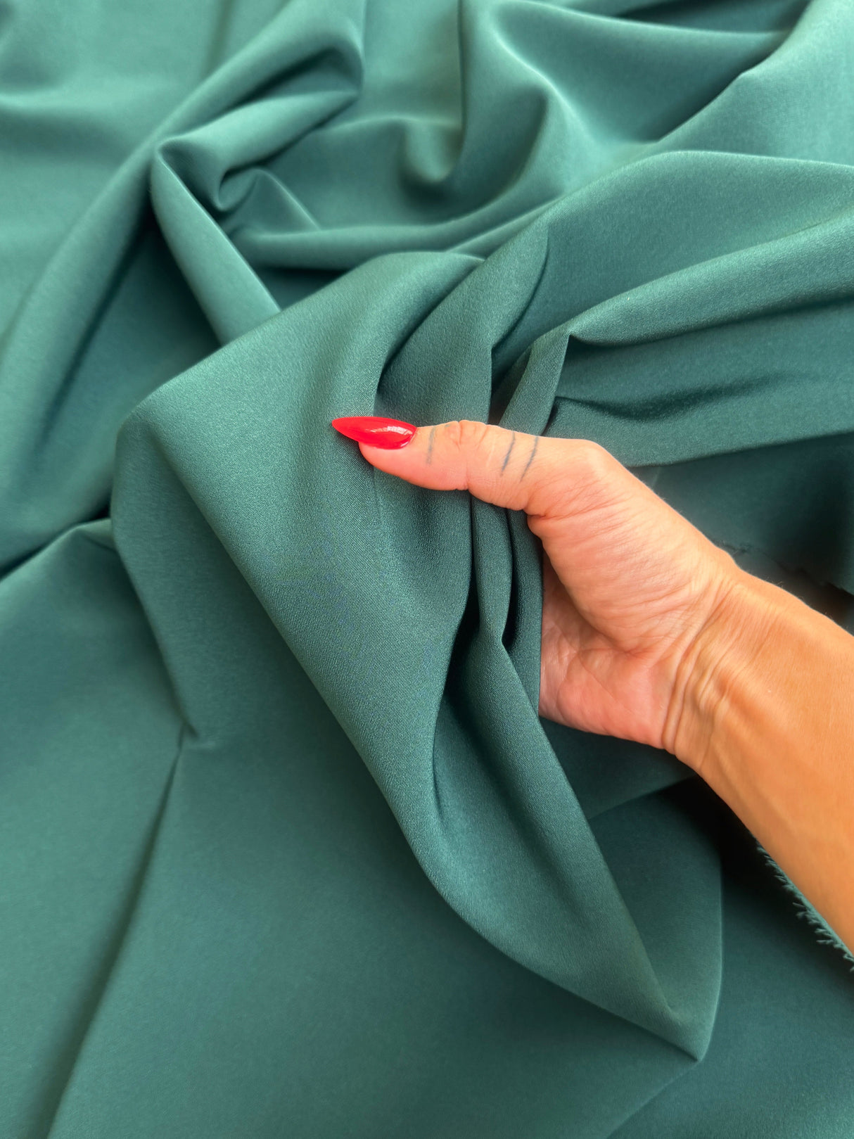 Stretch Crepe Forest Green