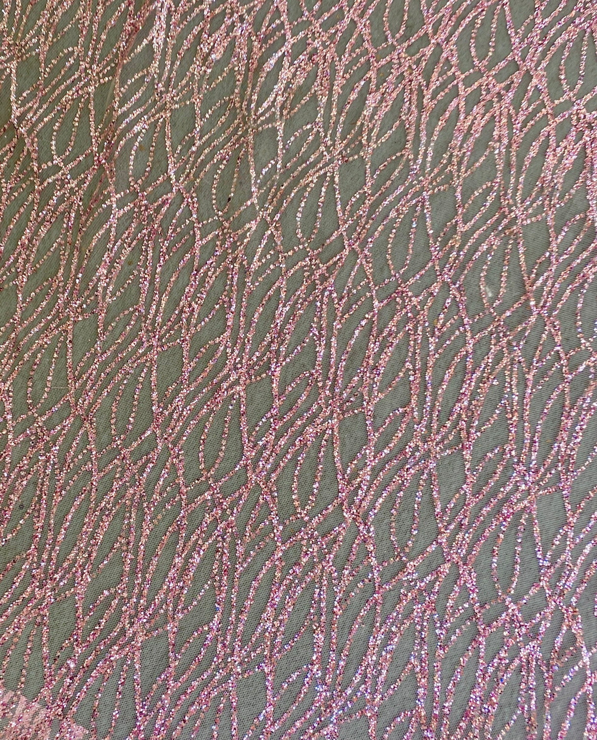 Pink Glitter Lace on Mesh