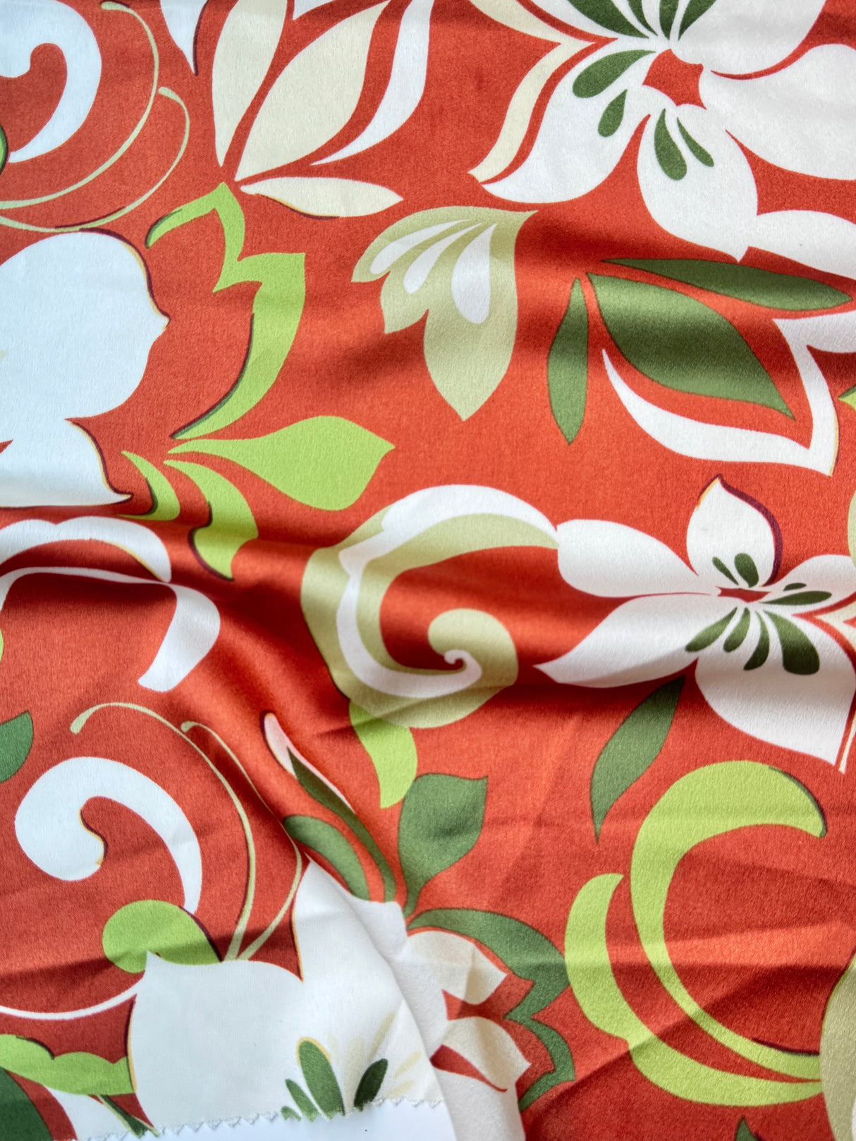 Printed Satin Rust Floral