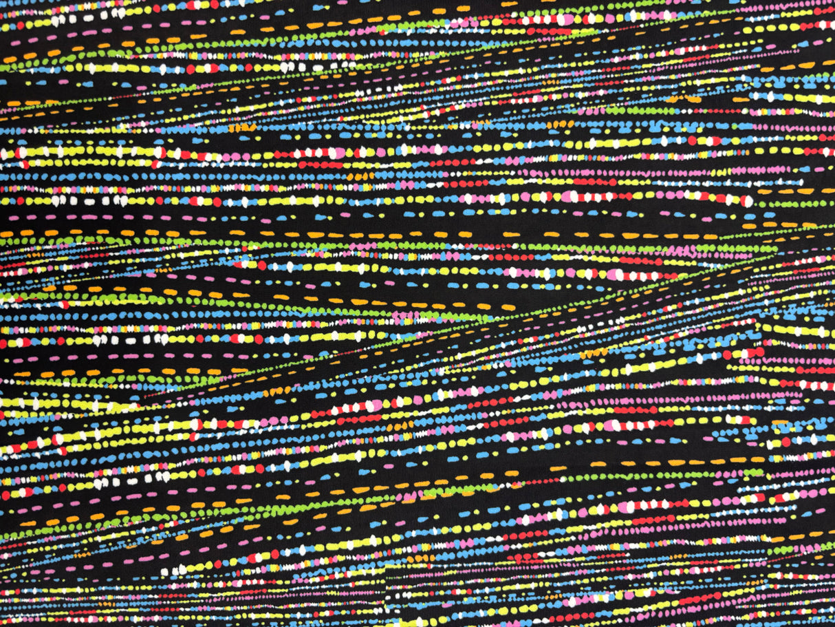 Abstract Line Print Polyester Spandex Fabric - Abstract Line Print, 58"/60" Width (1 Yard)