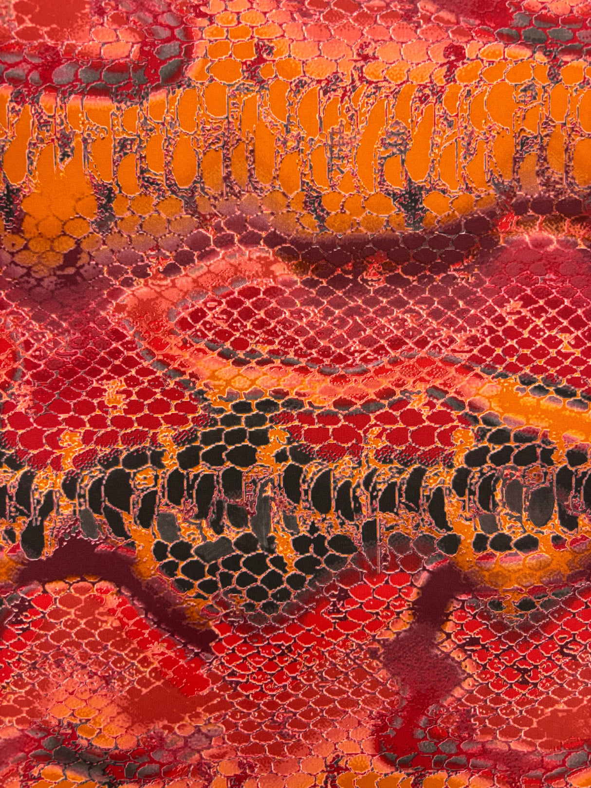 Red Snake Print Polyester Spandex Fabric - Red Snake Print, 58"/60" Width (1 Yard)
