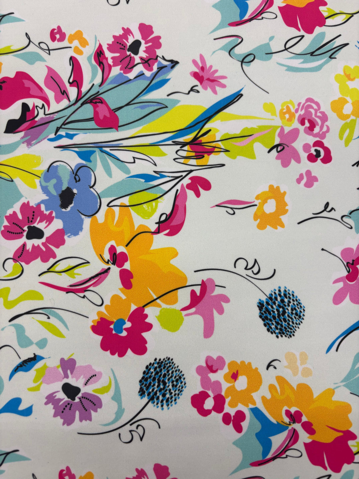 Floral Print Spandex Fabric - Floral Print, 58/60" Width (1 Yard)