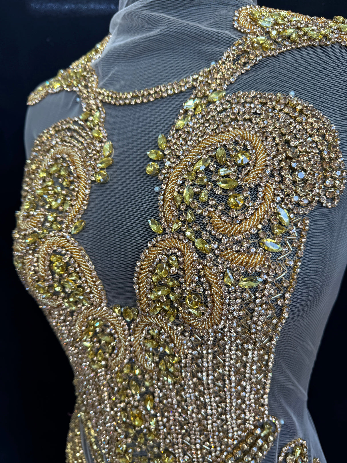 Gold Rhinestone Bodice Applique