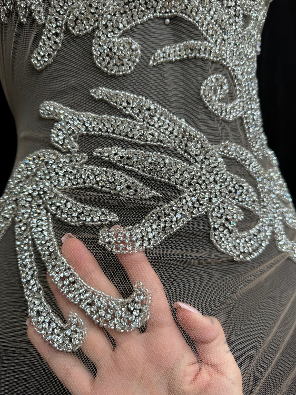Silver Rhinestone Bodice Applique