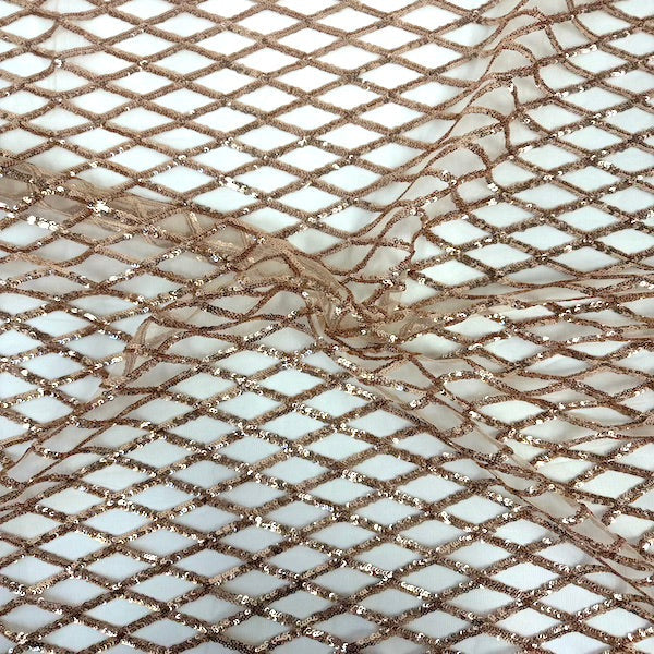 Sequins Stretch Mesh Fabric Diamond Pattern