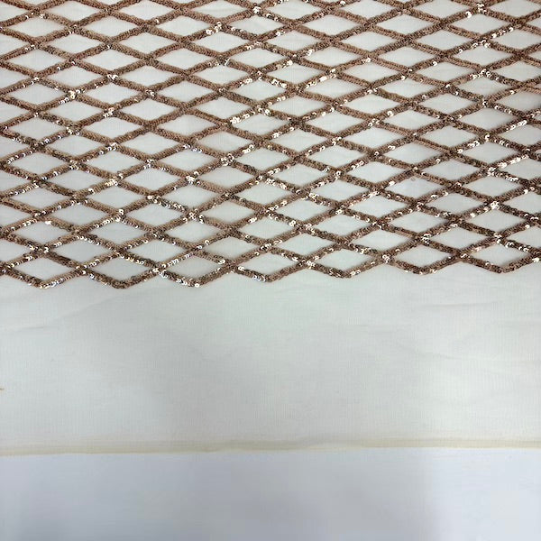 Sequins Stretch Mesh Fabric Diamond Pattern