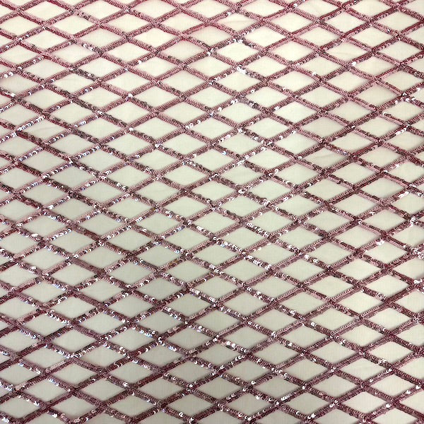 Sequins Stretch Mesh Fabric Diamond Pattern
