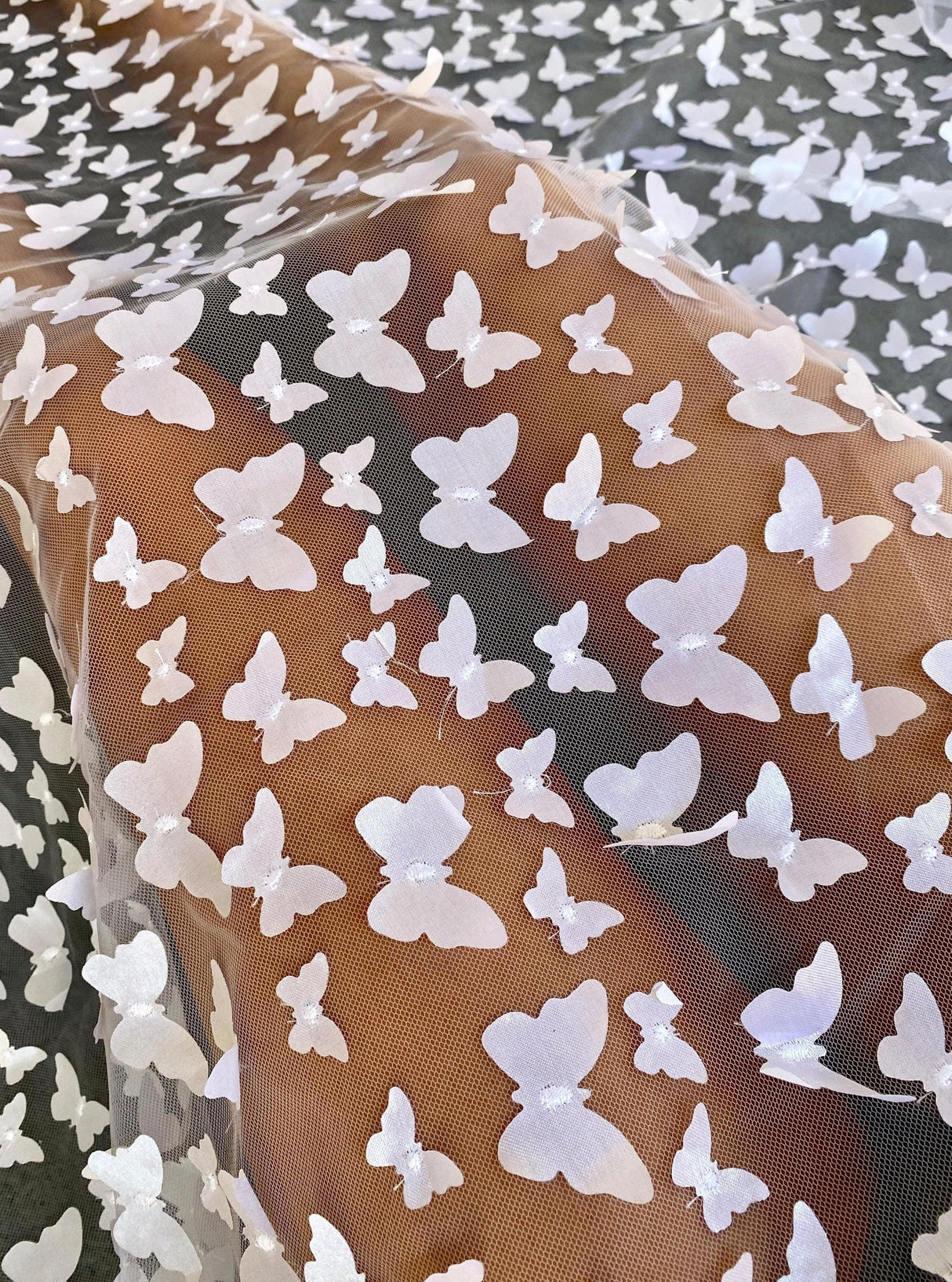 3D White Butterfly Lace