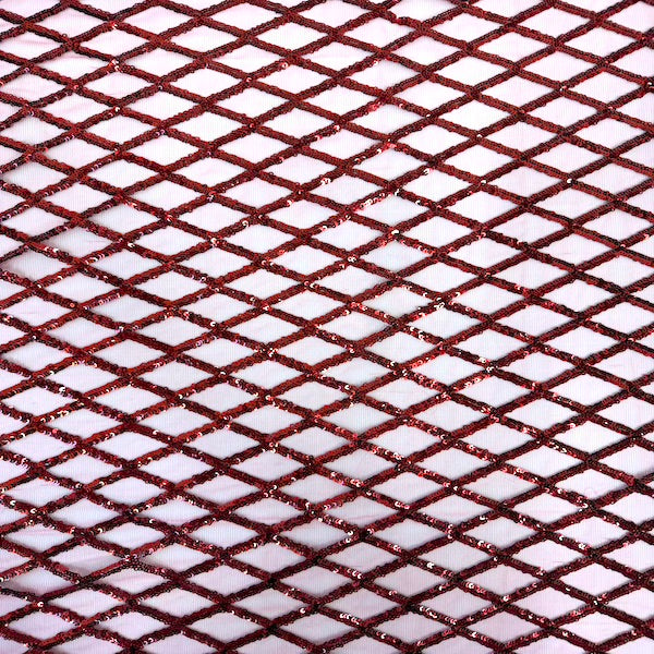 Sequins Stretch Mesh Fabric Diamond Pattern