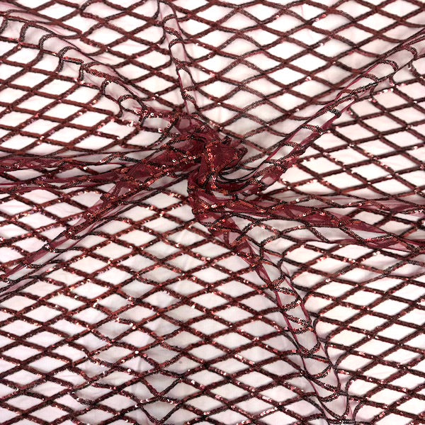 Sequins Stretch Mesh Fabric Diamond Pattern