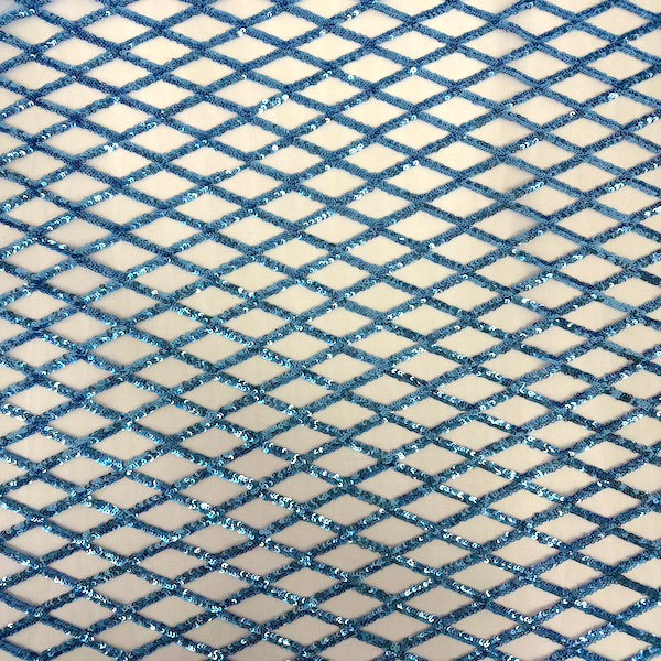 Sequins Stretch Mesh Fabric Diamond Pattern