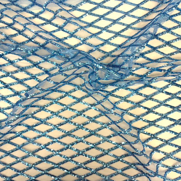 Sequins Stretch Mesh Fabric Diamond Pattern
