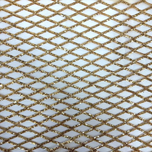 Sequins Stretch Mesh Fabric Diamond Pattern