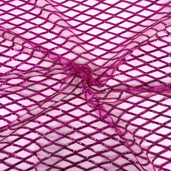 Sequins Stretch Mesh Fabric Diamond Pattern