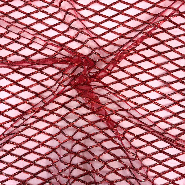 Sequins Stretch Mesh Fabric Diamond Pattern