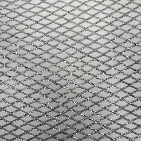 Sequins Stretch Mesh Fabric Diamond Pattern