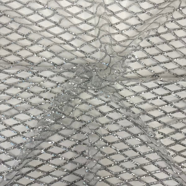 Sequins Stretch Mesh Fabric Diamond Pattern